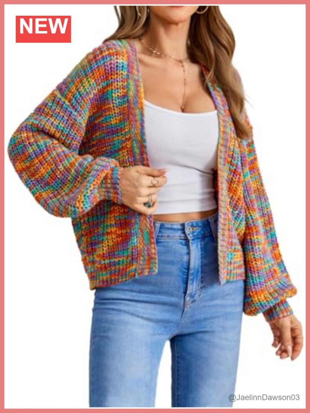 Women's Color Block Cropped Cardigan Ribbed Knit Sweater